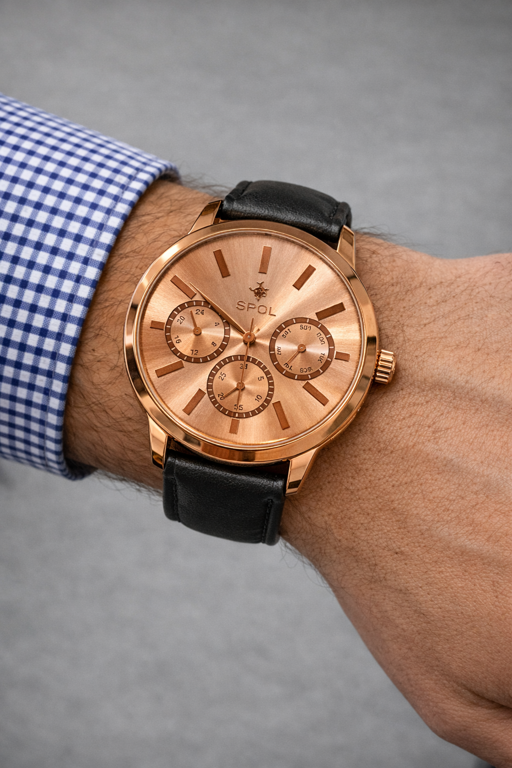 Rose Gold Deri Kordon Erkek Kol Saati