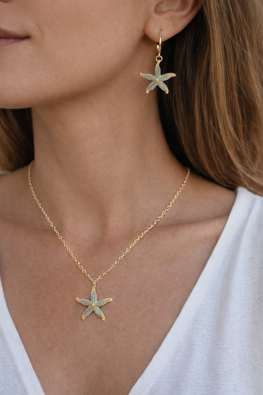 Deniz Yıldızı Kolye Küpe Seti