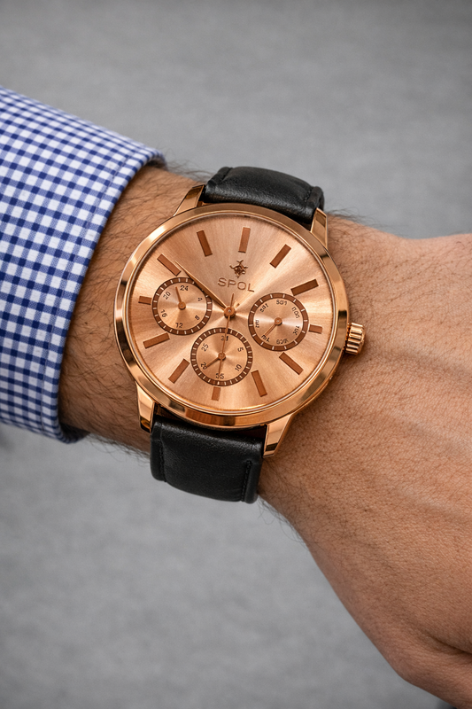 Rose Gold Deri Kordon Erkek Kol Saati