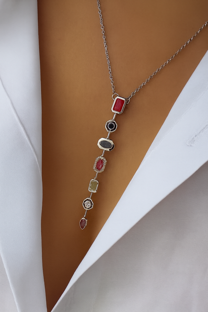 7 Element Doğal Taş Kolyesi