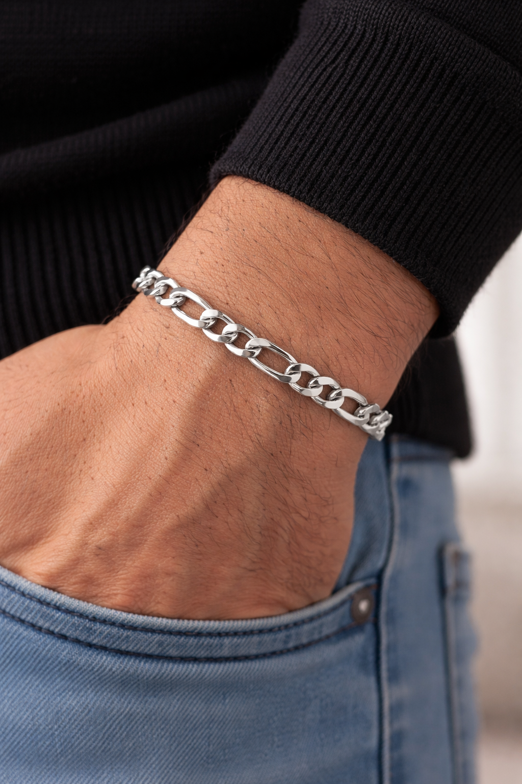 925 ayar gümüş figaro bileklik 5mm