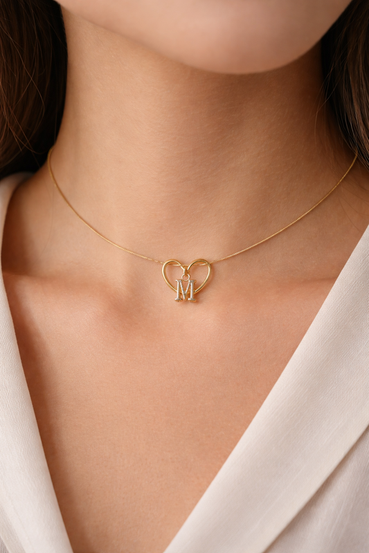 Kalbinin Işıltısı – Harfli Kalp Kolye