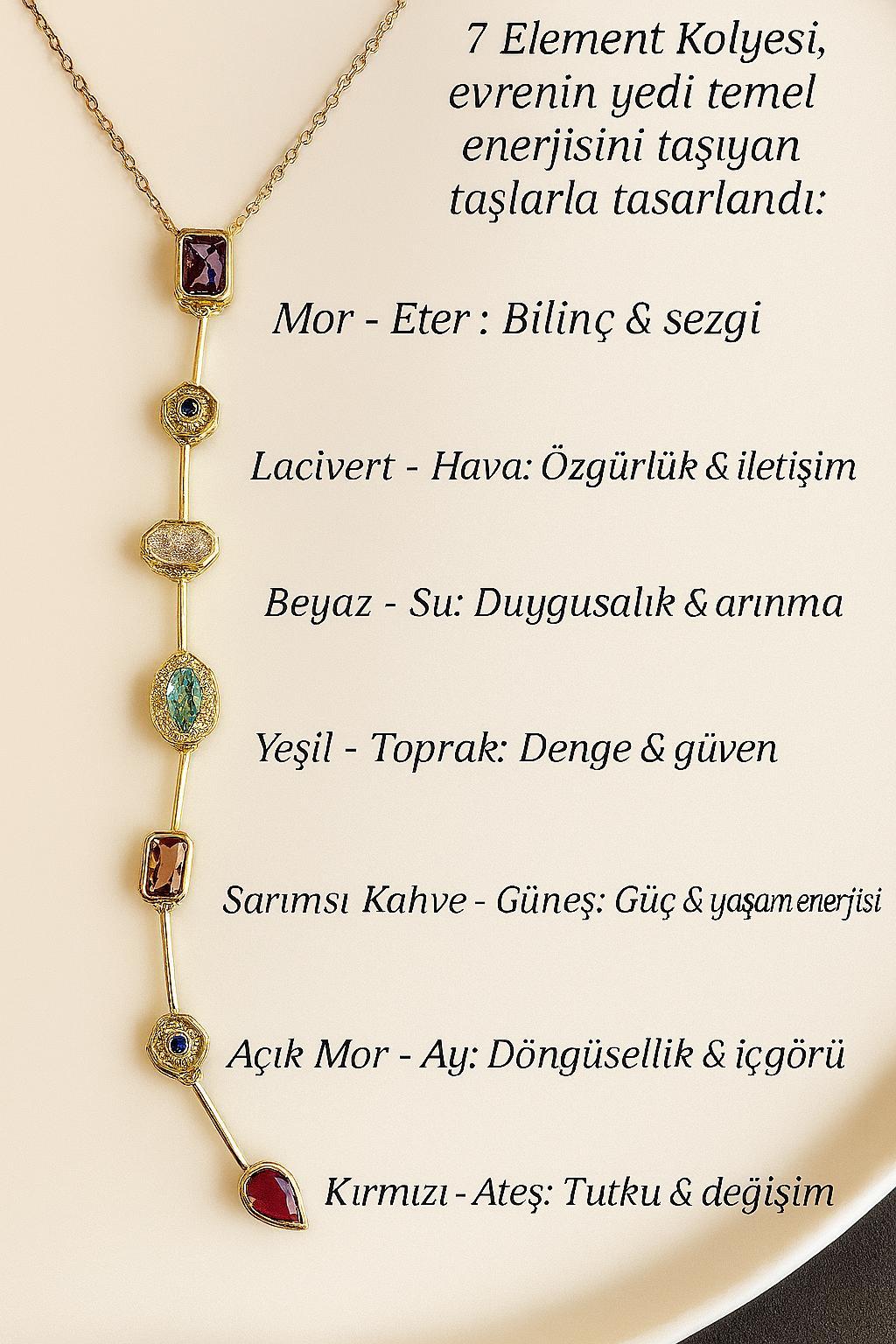 7 Element Doğal Taş Kolyesi